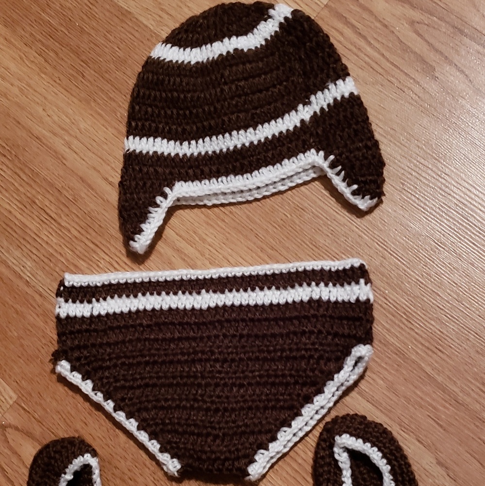 Newborn crochet football outfit